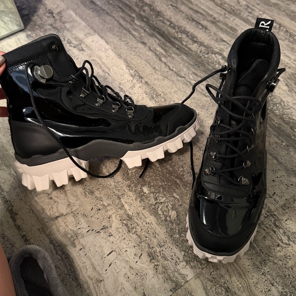 Moncler Black Patent Leather Combat Boots - Picture 7 of 10